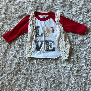 Girls boutique Christmas Santa Shirt and Vest - size 2T
